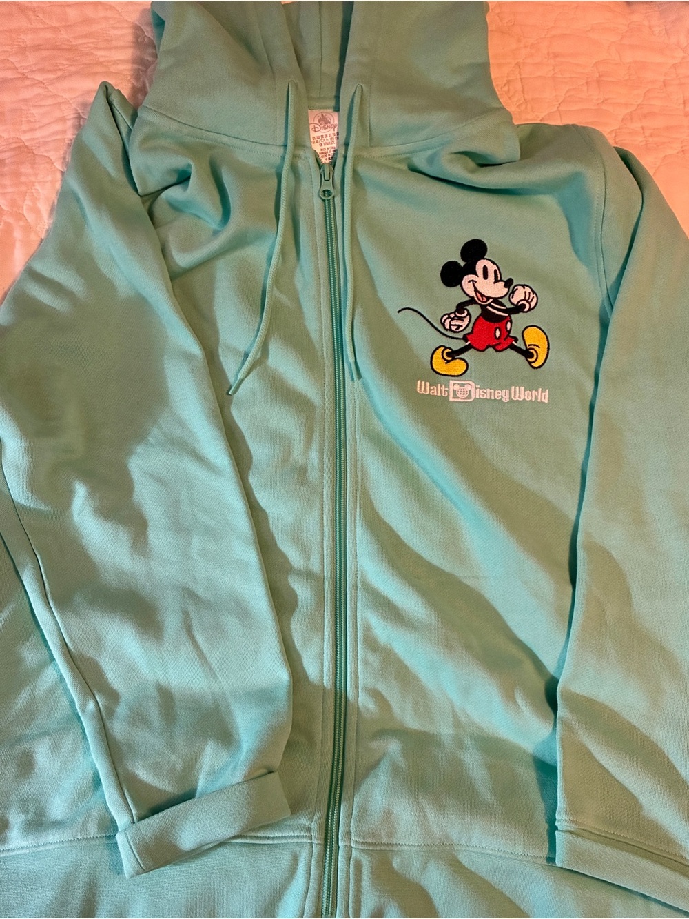 Disney Mickey Mouse Zip Hoodie XXL 2XL Mint Green New with Tag